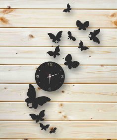 Laser Cut Flying Butterflies Wall Clock Free Vector