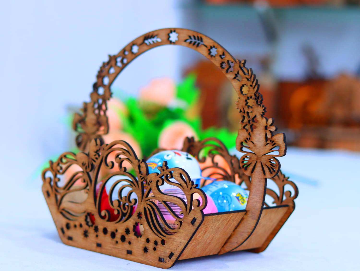 Laser Cut Wooden Easter Basket Free Vector