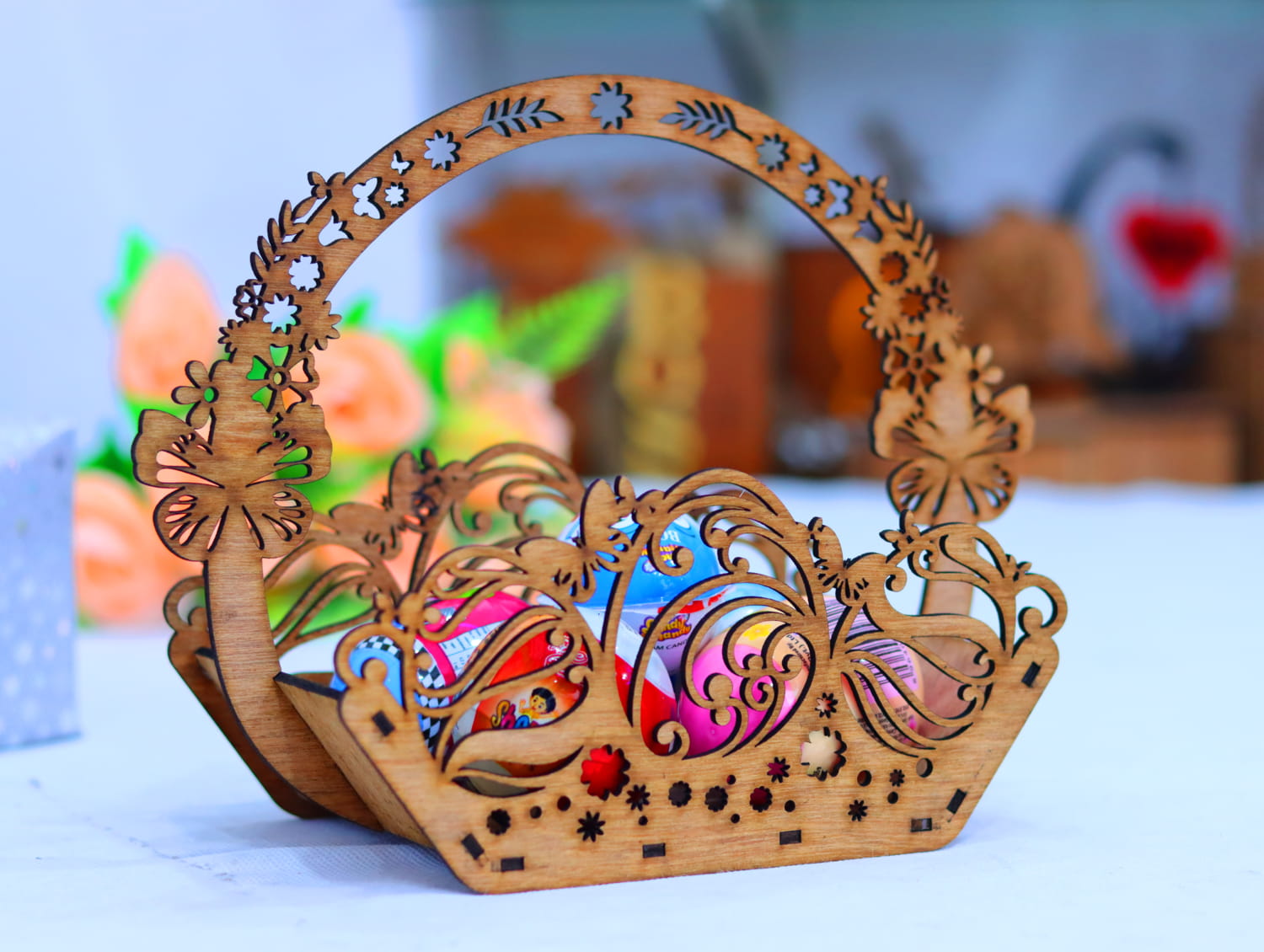 Laser Cut Wooden Easter Basket Free Vector