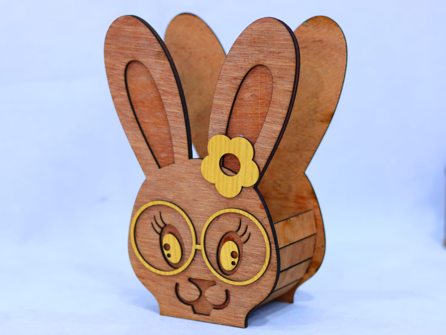 Laser Cut Easter Bunny Basket 3mm Free Vector