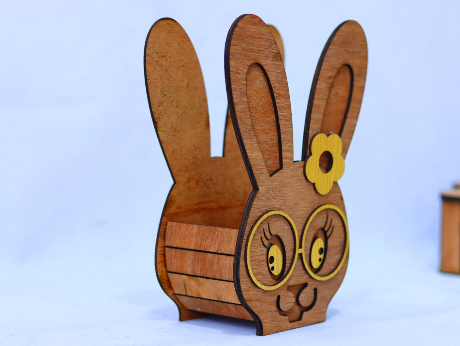 Laser Cut Easter Bunny Basket 3mm Free Vector