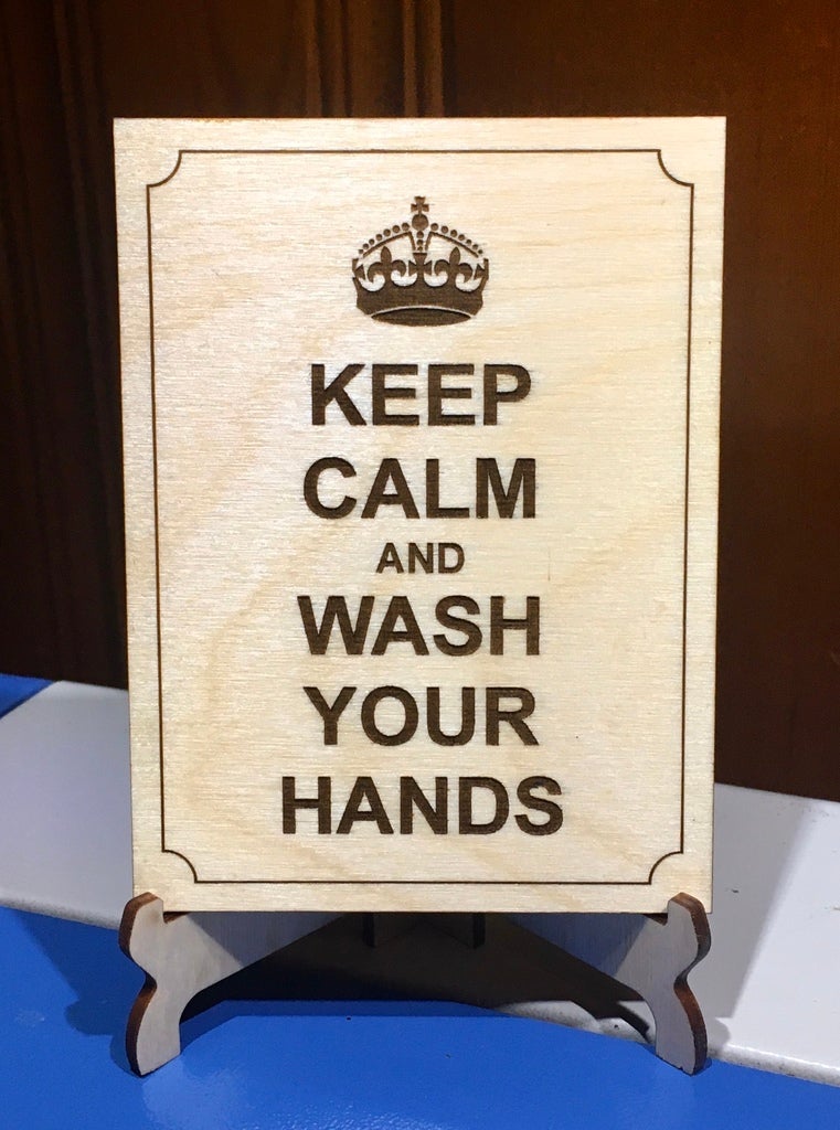 Lasergeschnittene Gravur Keep Calm And Wash Hands Frame