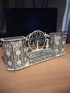 Laser Cut Decorative Desk Organizer Pen Holder Free Vector