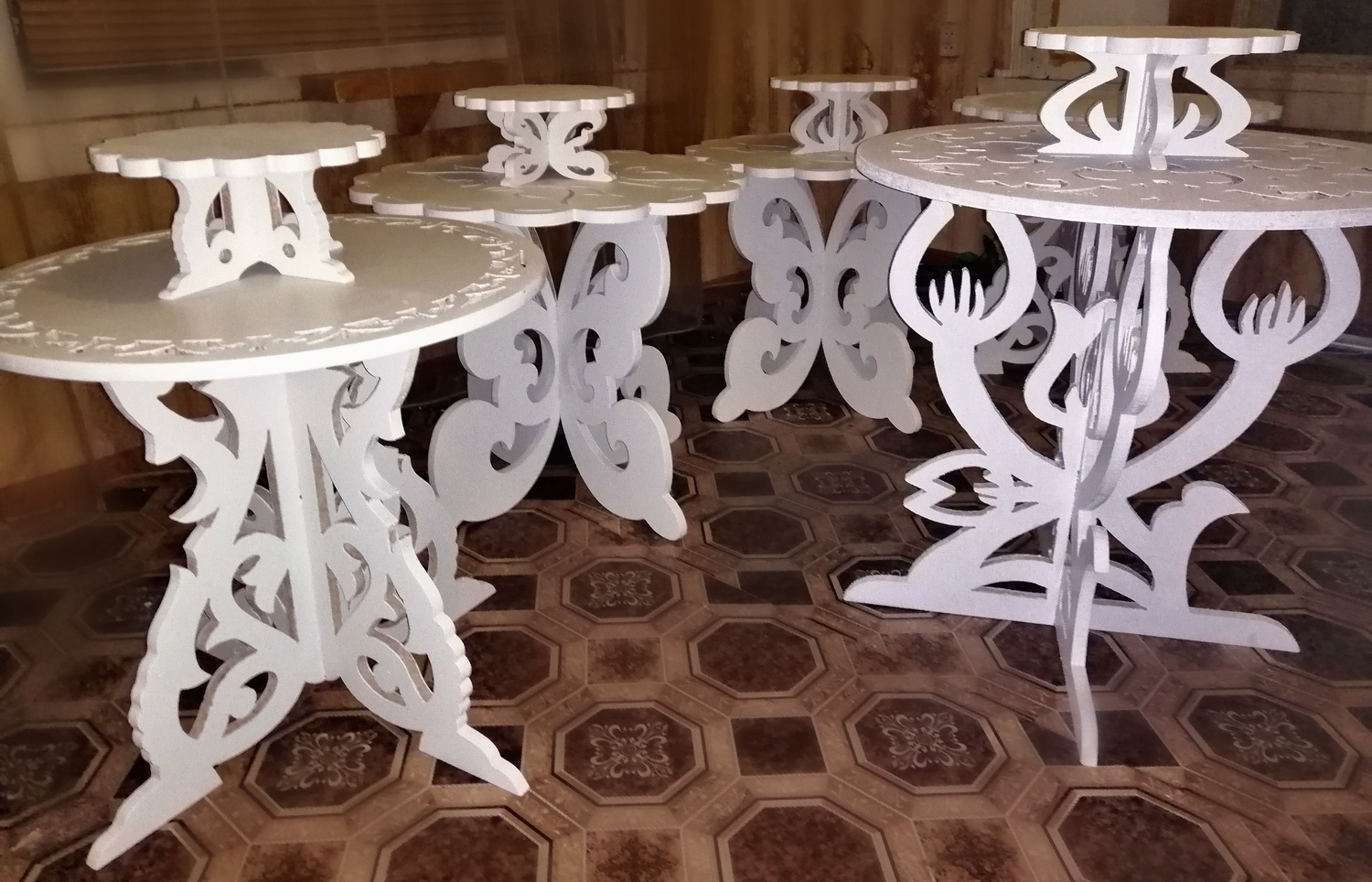 Laser Cut Decorative Furniture Table Set Free Vector