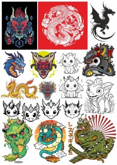 Baby Dragon Stickers Free Vector