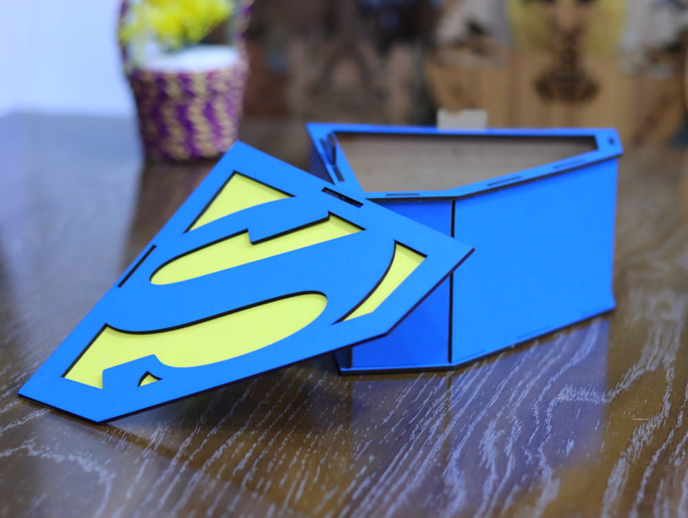 Laser Cut Superman Gift Box Free Vector