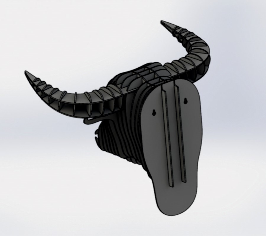 Laser Cut Wooden Bull Head Wall Mount Free Vector