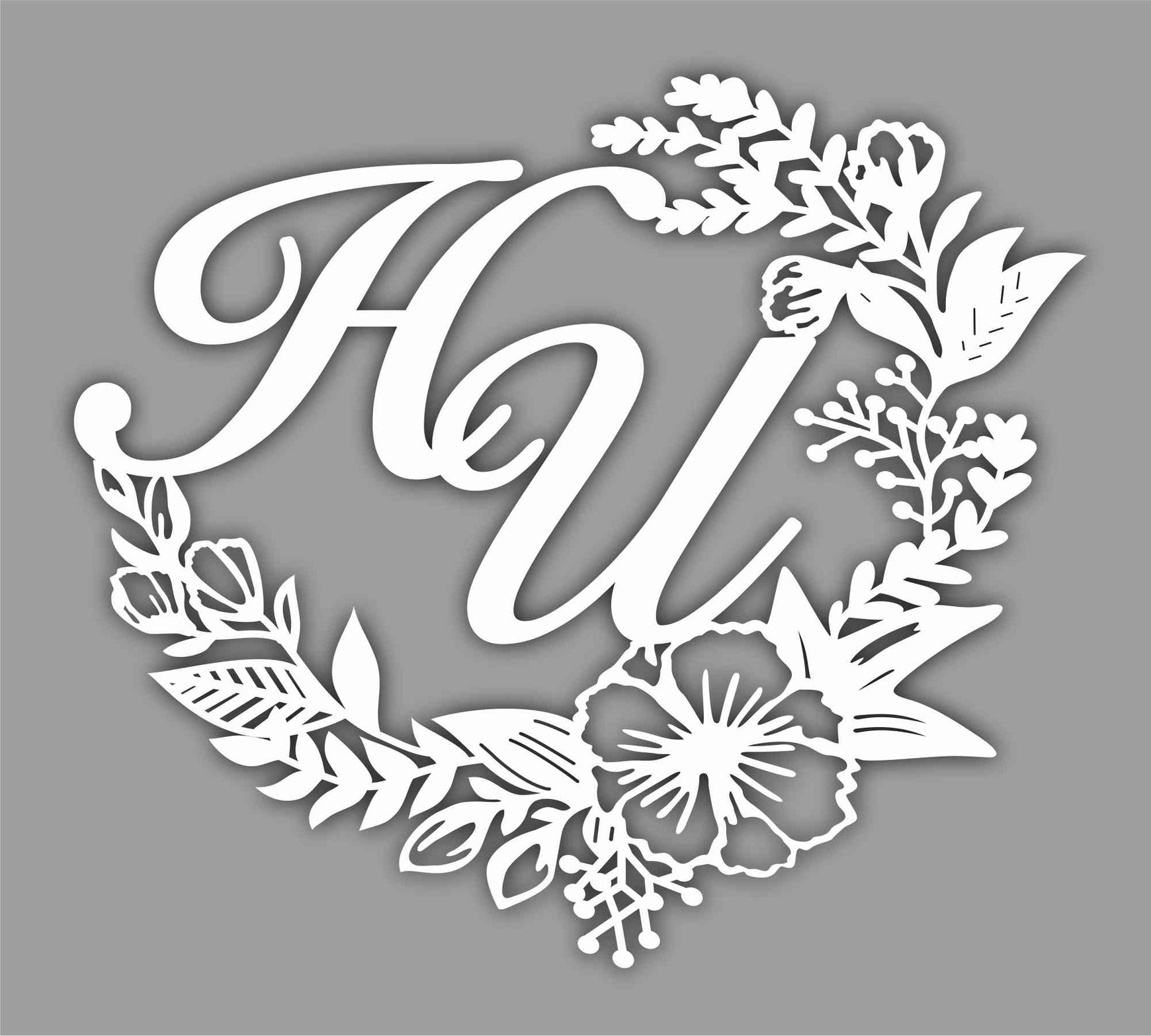 Monograma floral cortado con láser