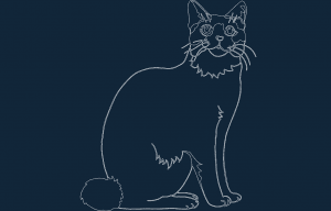 앉아있는 고양이 DXF 파일