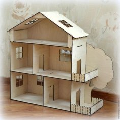 Dollhouse Kit Laser Cut Template 4Mm Free Vector