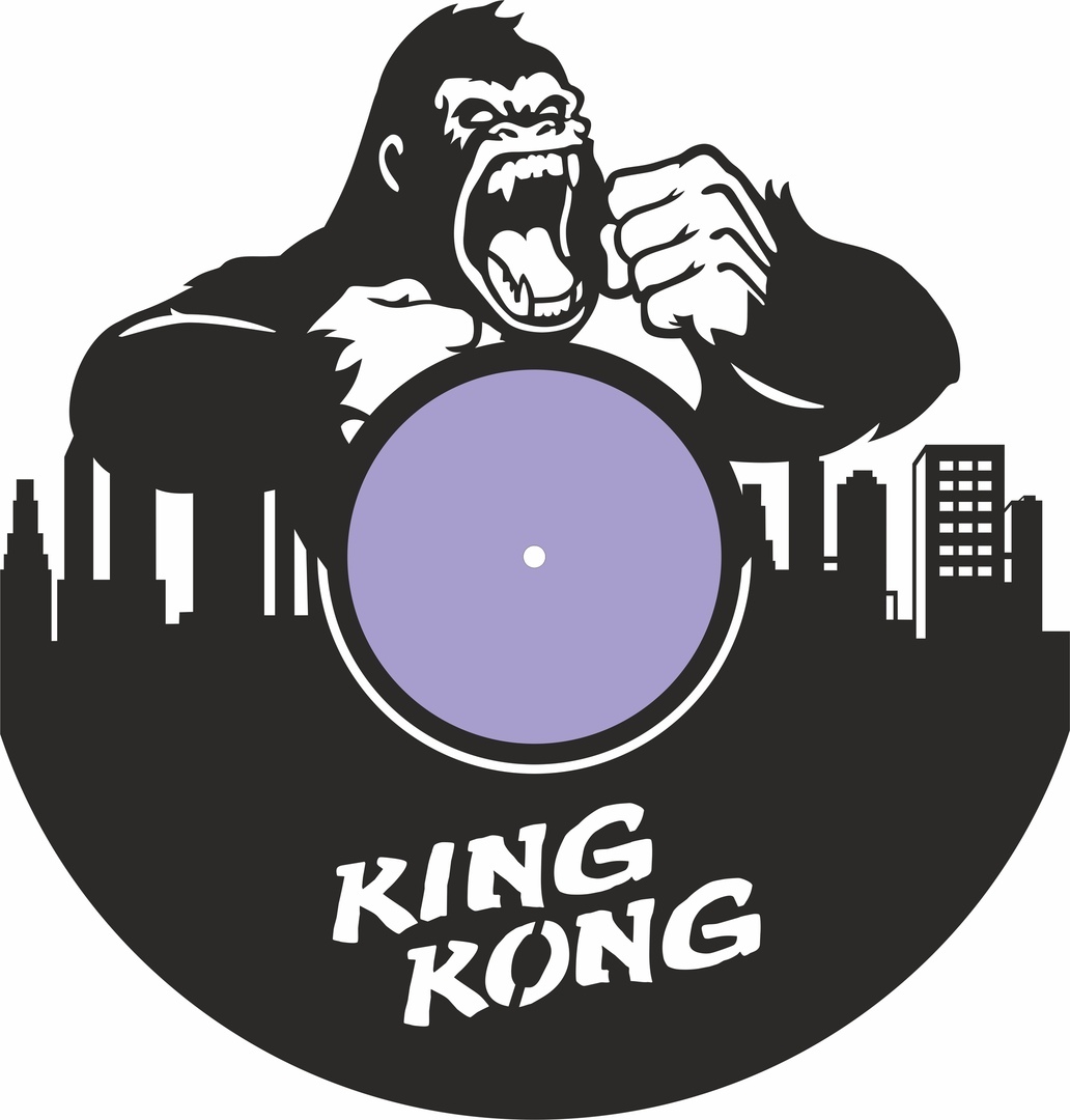 Relógio de parede com disco de vinil King Kong cortado a laser
