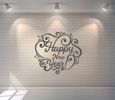 Laser Cut Happy New Year Lettering Free Vector