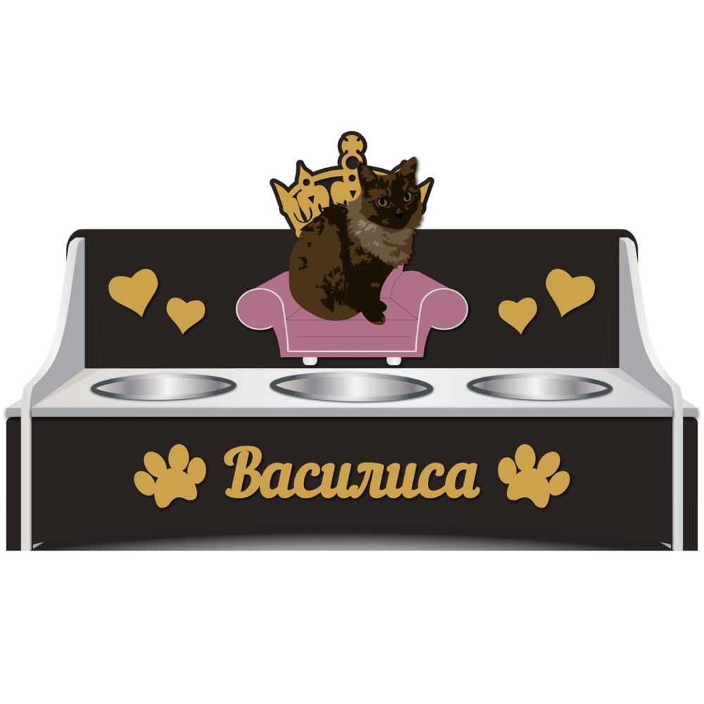 Laser Cut Personalized Cat Bowl Stand Free Vector