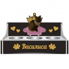 Laser Cut Personalized Cat Bowl Stand Free Vector