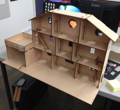 Wycinany laserowo duży domek dla lalek Playmobil House