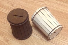 Laser Cut Barrel Coin Bank