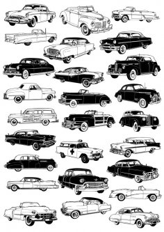 Retro cars vector set Free Vector