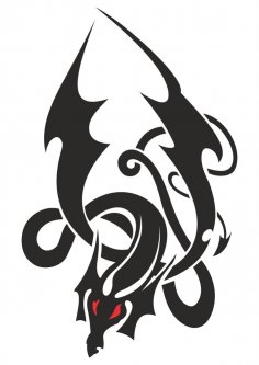 Vector de plantilla de tatuaje de dragón japonés