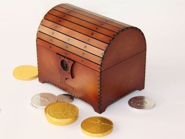 Laser Cut Treasure Chest With Lock