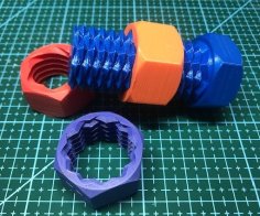 Two Way Hex Cap Screw & Nuts 3D Printer Model