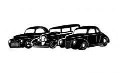 Three Old Cars dxf File