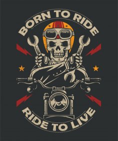 Born To Ride Moto Print Free Vector