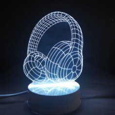 Headphones 3D LED Night Light Free Vector