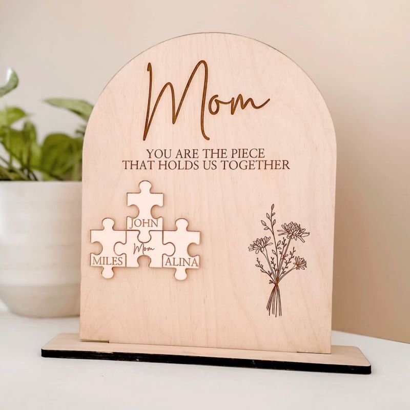 Laser Cut Personalized Mom Puzzle Display Mothers Day Gift