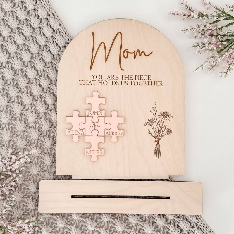Laser Cut Personalized Mom Puzzle Display Mothers Day Gift