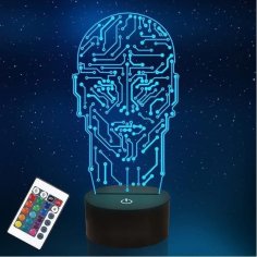 Laser Cut Computer Geek Gift Night Light Brain Circuit Board Acrylic Night Lamp