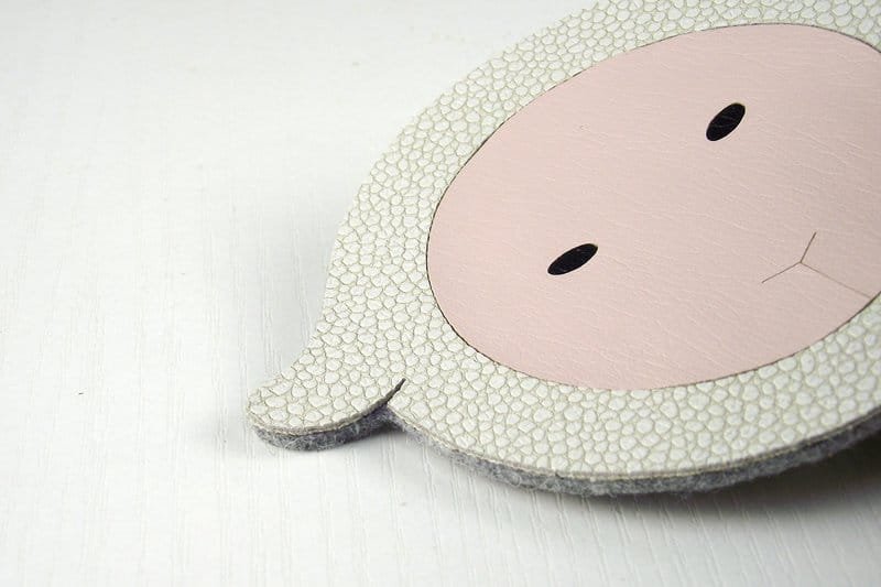 Laser Cut Sheep Monster PU Leather   Wool Felt Coasters