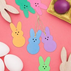 Laser Cut Bunny Wooden Cutout Hanging Ornament – Wooden Easter Basket Name Tags
