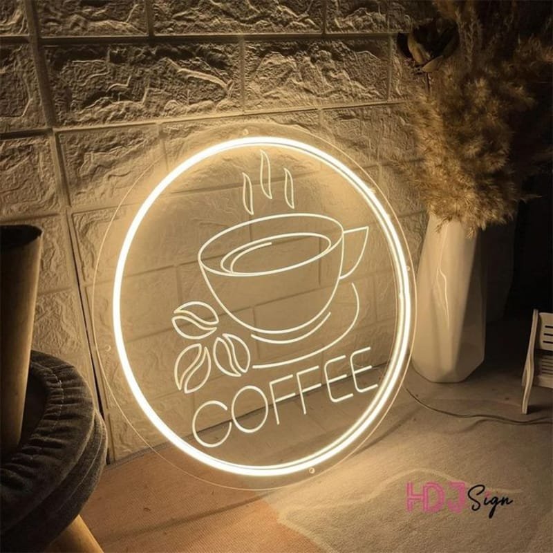 Laser Cut Coffee Neon Sign Open Coffee Shop Neon
