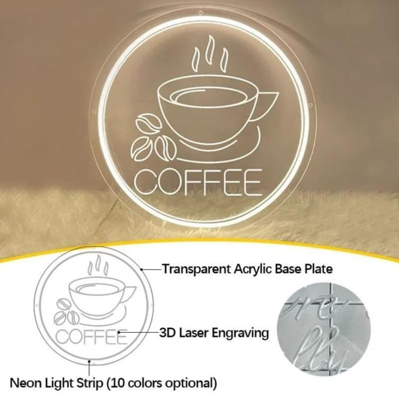 Laser Cut Coffee Neon Sign Open Coffee Shop Neon