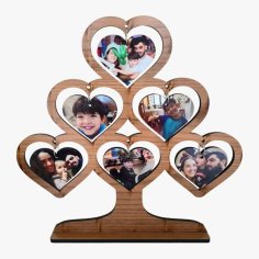 Laser Cut Tree With 6 Personalized Hearts Photo Frames