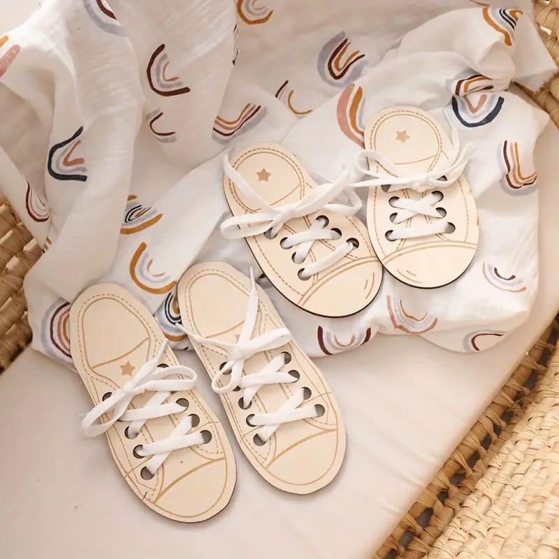 Laser Cut Montessori Lacing Shoe Toys Learn To Tie Shoe Laces