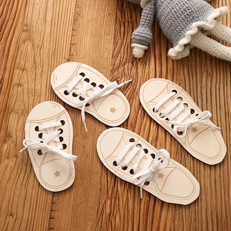 Laser Cut Montessori Lacing Shoe Toys Learn To Tie Shoe Laces