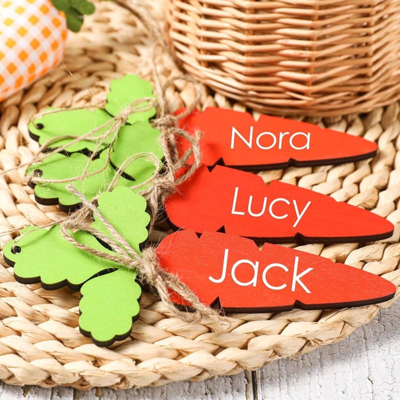 Laser Cut Easter Basket Name Tags DIY Blank Wooden Easter Carrot Tag