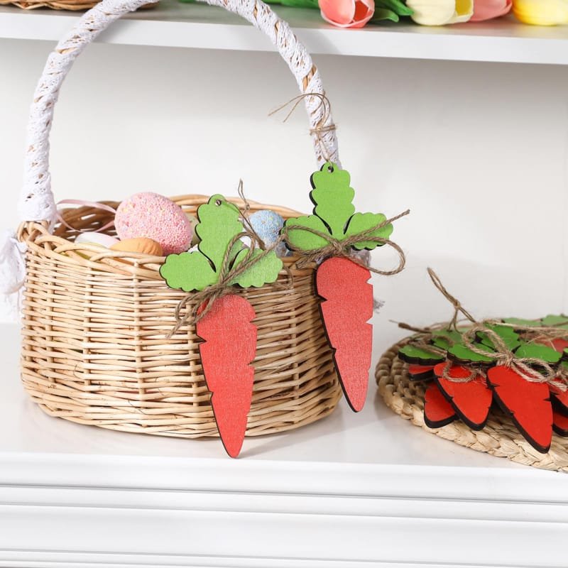 Laser Cut Easter Basket Name Tags DIY Blank Wooden Easter Carrot Tag