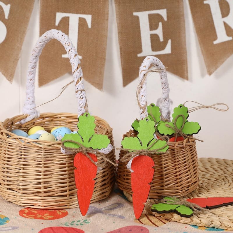 Laser Cut Easter Basket Name Tags DIY Blank Wooden Easter Carrot Tag
