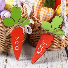 Laser Cut Easter Basket Name Tags DIY Blank Wooden Easter Carrot Tag