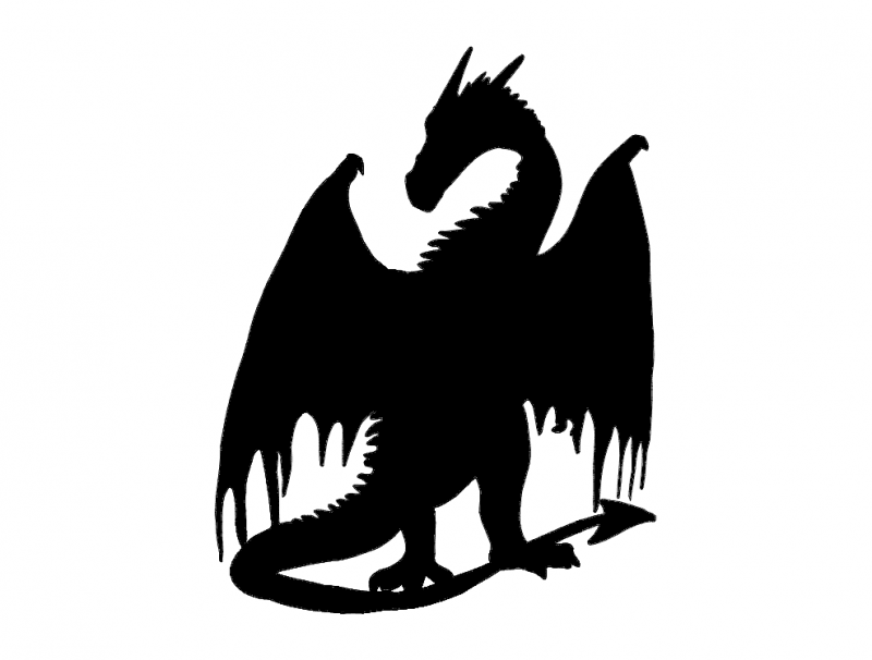 Download Dragon Silhouette dxf File Free Download - 3axis.co