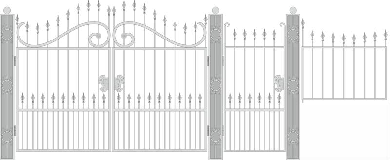 Design de vetor de postigo de portão forjado