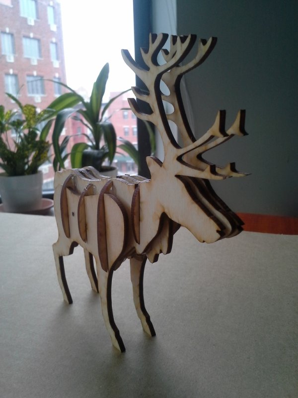 Laser Cut Reindeer 3D Puzzle DXF File