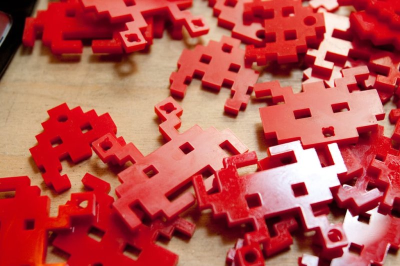 Laser Cut 8bit Space Invader Ornaments