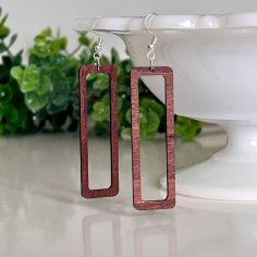 Laser Cut Rectangular Wooden Earrings