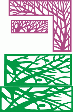 Tree in frame decorative partition pattern Free Vector