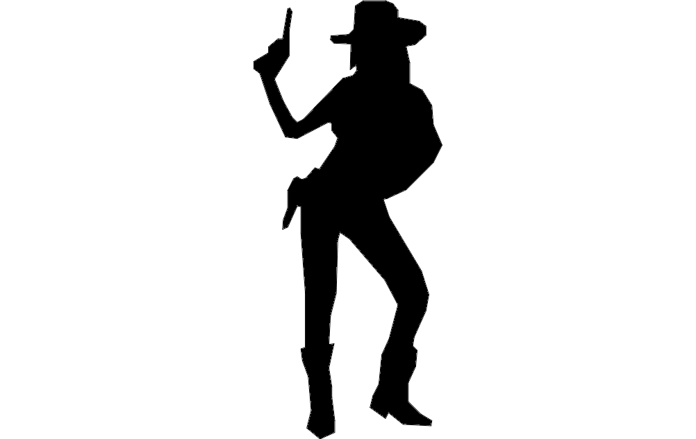 Silahlı Kovboy Kız dxf Dosyası