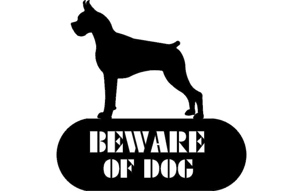 Boxer Beware Of Dog Arquivo dxf