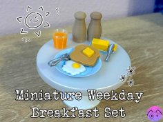 Miniature Weekday Breakfast Set 3D Printer Model